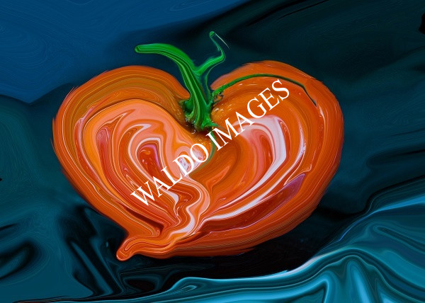 Digitale kunst: een tomaat in de vorm van een hart.
